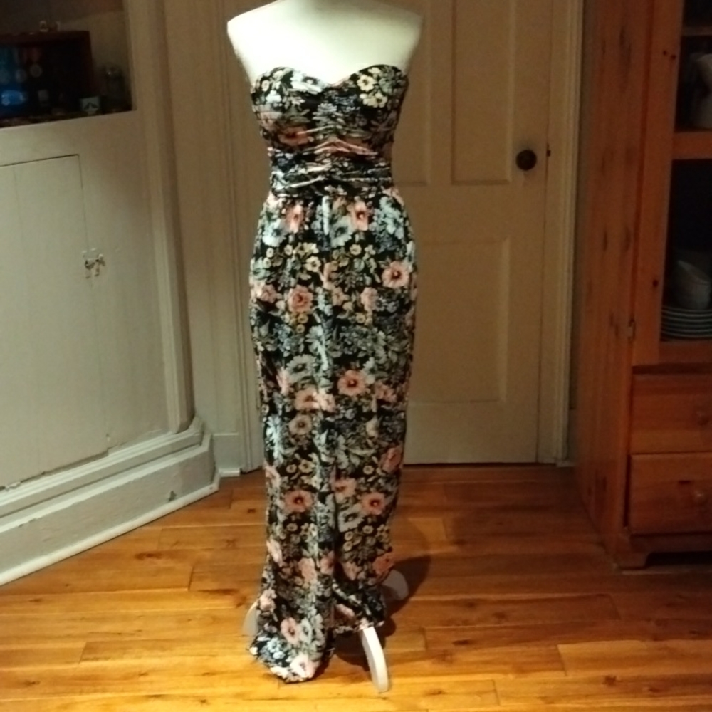 Band of Gypsies Strapless Floral Jumpsuit